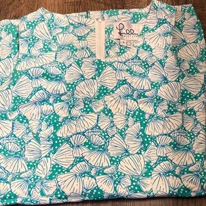 Lilly Pulitzer Teal Green Blue and White Shell Sleeveless Tank Dress Small